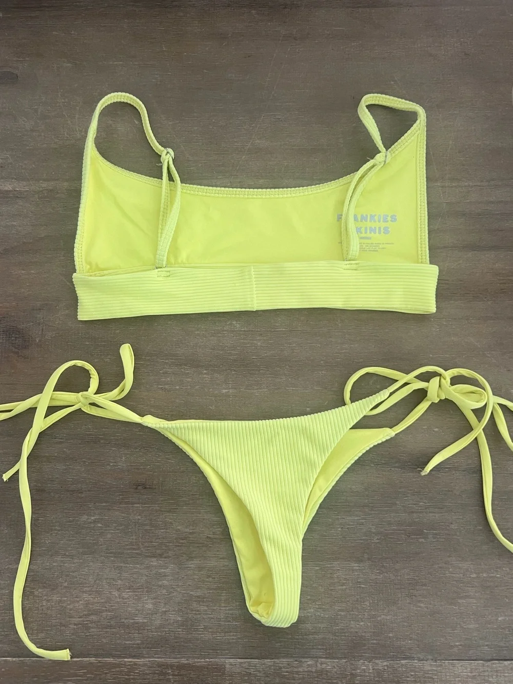 Frankie’s Bikini Neon Yellow Ribbed Tie-Side Bikini Set